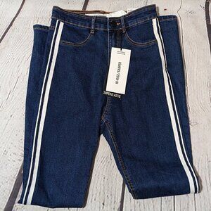 ZARA Blue White Stripe Hi-Rise Shaper Ankle Length Super Elastic Jeans 2
